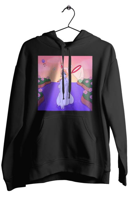 Чоловіче худі з принтом "Фіолетова Дівчина На Полюванні". Гола, дівчина, сачок. 2070702