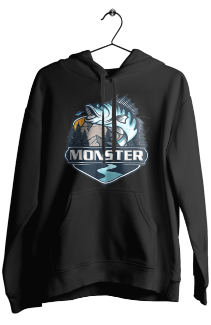 Чоловіче худі з принтом "Рибалка". Монстер, рибак, рибалка, хоббі. 2070702