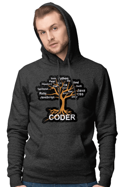 Чоловіче худі з принтом "Кодер". Айті, айтішник, для айтішника, для програміста, кодер, подарунок айтішнику, подарунок програмісту, програміст, розробник. 2070702