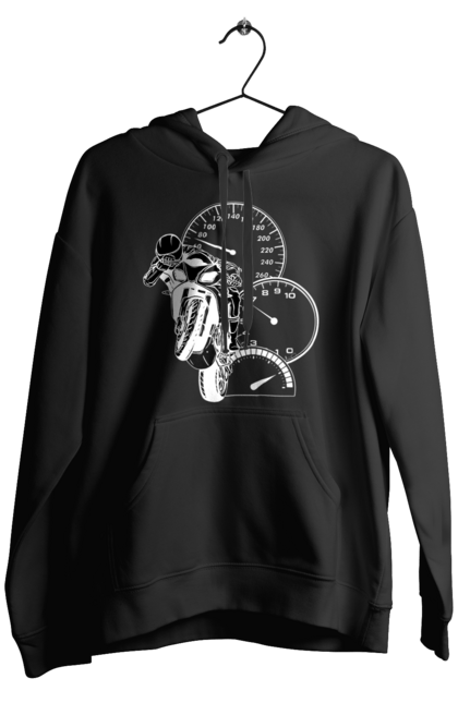 Чоловіче худі з принтом "Мотоцикл І Швидкість Білий". Мото, мотоцикл, швидкість. 2070702