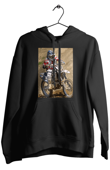 Чоловіче худі з принтом "МОТОГОНЩИК". Мото, мотогонщик, мотоцикл, спорт, спортсмен. 2070702