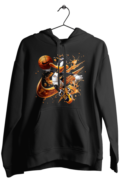 Men's hoodie with prints Daffy Duck Nike. Cartoon, character, daffy duck, duck, looney tunes, merrie melodies, nike, warner brothers. 2070702