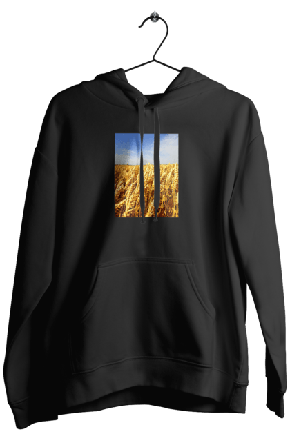 Чоловіче худі з принтом "Україна". Голубизна, красота, небо, поле, природа, пшеница. 2070702