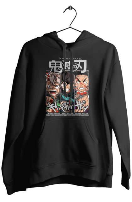 Men's hoodie with prints Demon Slayer Sanemi Muichiro Gyomei. Anime, demon slayer, gyomei, himejima, kimetsu no yaiba, manga, muichiro, sanemi. 2070702