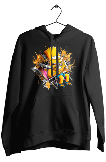 Men's hoodie with prints Bart Simpson Versace. Bart, cartoon, serial, simpson, versace. 2070702