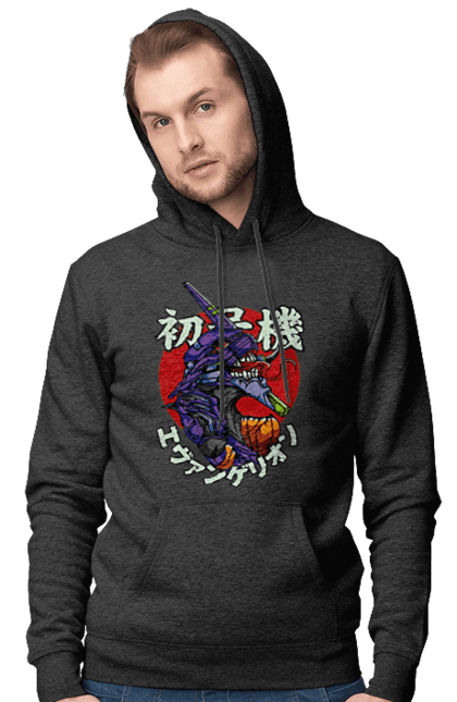 Men's hoodie with prints Evangelion. Angel, anime, eva 01, evangelion, manga, neon genesis evangelion, shinji. 2070702