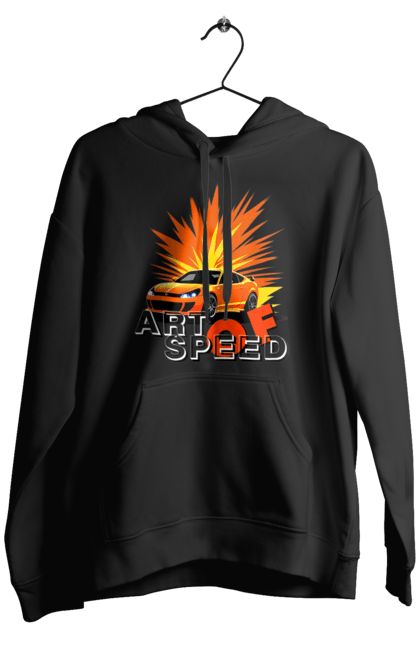 Чоловіче худі з принтом "Мистецтво швидкості". Авто, автомобіліст, автомобіль, водій, швидкість. 2070702