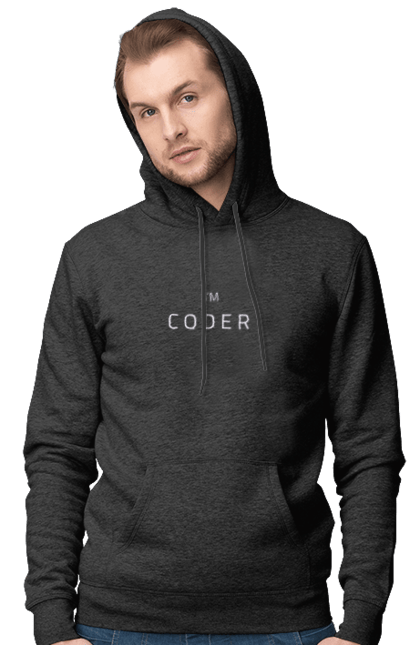 Чоловіче худі з принтом "I am Coder". Девелопер, кодер, програміст, професія, розробник, спеціаліст. futbolka.stylus.ua