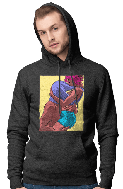 Чоловіче худі з принтом "Чоловік Під Майкою У Дівчата". Пристрасть, сиськи. 2070702