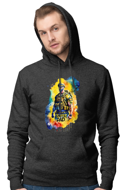 Чоловіче худі з принтом "Супер тато ЗСУ". День батька, день тата, зсу, люблю тата, супер, супер тато, супер тато зсу, тато, тато зсу, україна. 2070702