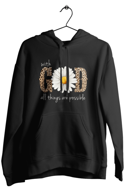 Men's hoodie with prints With God All Things Are Possible. Catholic, christian, christian faith, christianity, faith, god, inspirational, religious, sunflower. 2070702