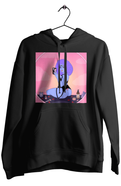 Чоловіче худі з принтом "Фіолетова Дівчина Фото У Дзеркалі". Білизна, дзеркало, фото. 2070702