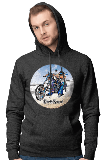 Чоловіче худі з принтом "Old school". Авто мото, виконавці, мотоцикл, музична група, рок група, старе загартування. 2070702