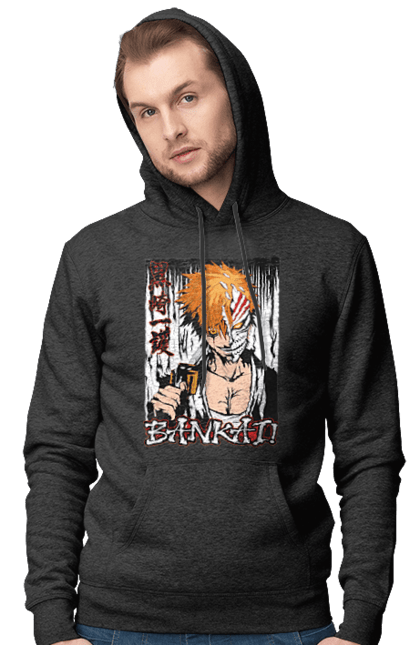 Чоловіче худі з принтом "Бліч Куросакі Ічіґо". Anime, bleach, ichigo kurosaki, manga, аніме, бліч, ічіго, куросакі ічіґо, манга. 2070702