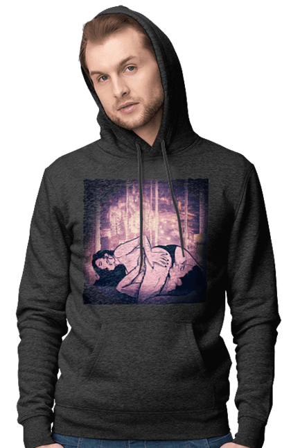 Чоловіче худі з принтом "Дорослі Ігри На Тлі Міста". Гола, кохання, лизати, трусики. 2070702