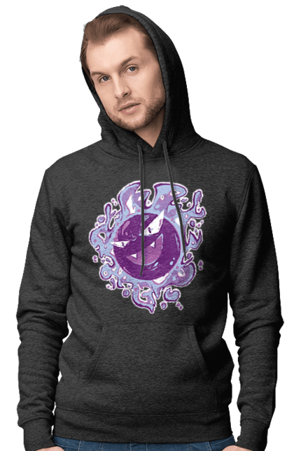 Men's hoodie with prints Pokemon Gastly. Anime, games, gastly, nintendo, pokemon, pokemon go. 2070702