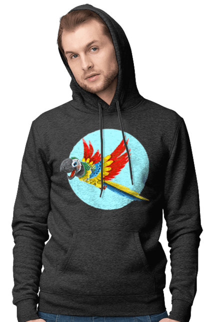 Men`s hoodie with prints Parrot. Cockatoo, colored parrot, colorful parrot, flying parrot, parrot. 2070702