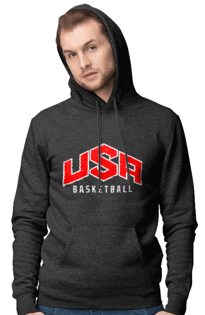 Чоловіче худі з принтом "Баскетбол США". Basketball, usa, usa basketball, баскетбол, команда, спорт, спортивна команда, сша. 2070702