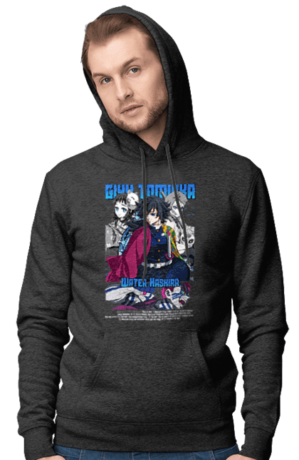 Men's hoodie with prints Demon Slayer Giyu. Anime, demon slayer, giyu, giyu tomioka, kimetsu no yaiba, manga, serial. 2070702