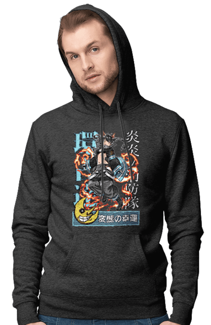 Men's hoodie with prints Fire Force Shinra Tamaki Kotatsu. Anime, fire force, firefighter, manga, tamaki kotatsu. 2070702