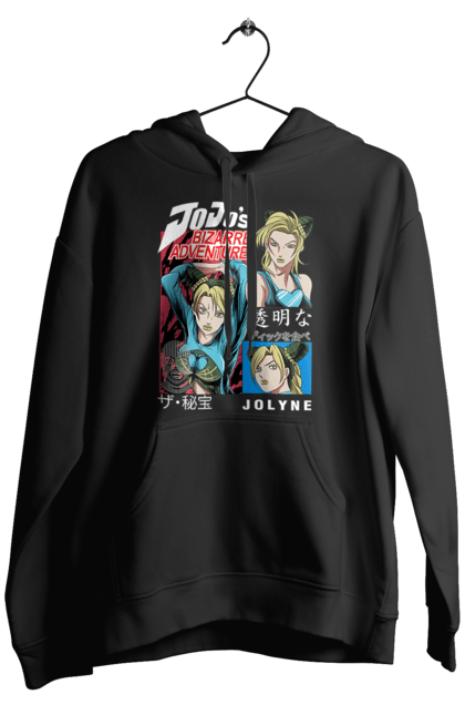 Men's hoodie with prints JOJO Jolyne Cujoh. Anime, jojo, jojo`s bizarre adventure, jojo’s bizarre adventure, jolyne cujoh, manga. 2070702