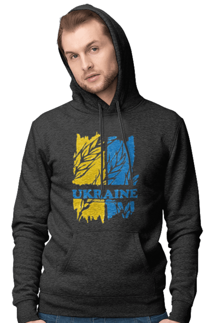 Чоловіче худі з принтом "Україна колоски пшениці". Колоски пшениці, символ україни, україна, україна колоски пшениці, українська символіка. 2070702