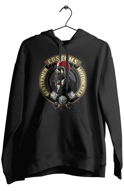 Чоловіче худі з принтом "джентльменський мотоцикл". Джентельмен, джентльмен, мотоцикл, череп, шолом. 2070702