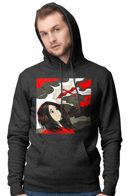 Men's hoodie with prints Girl and dragon. Dragon, fantasy, romance, young woman. 2070702