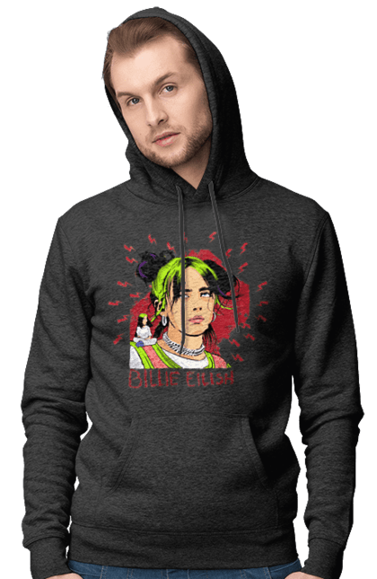 Чоловіче худі з принтом "Біллі Айліш". Біллі айліш, логотип біллі айліш, принт біллі айліш, співачка біллі айліш. 2070702