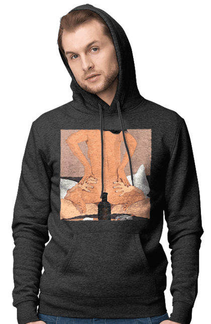 Чоловіче худі з принтом "Гола Дівчина, Пляшка І Сигарети". Гола, зверху. 2070702