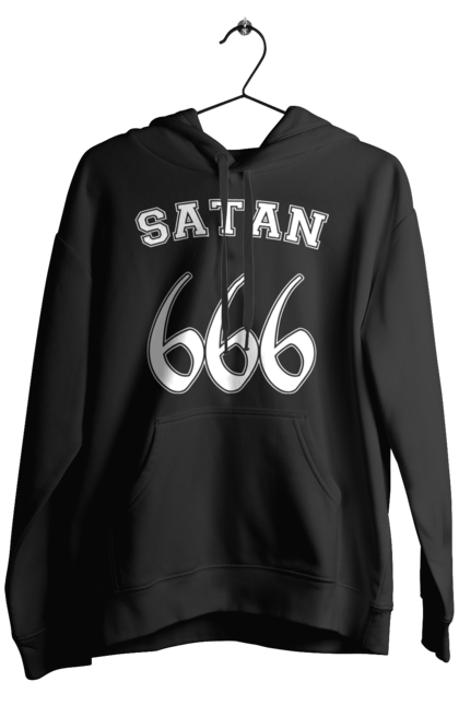 Чоловіче худі з принтом "Сатана 666". 666, готична, жах, сатана 666, страшна, хелловін, хелловін, хеловін. CustomPrint.market