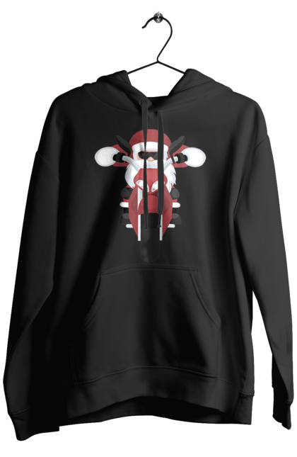 Чоловіче худі з принтом "Санта на мотоциклі". Мотоцикл, новий рік, різдво, санта. 2070702