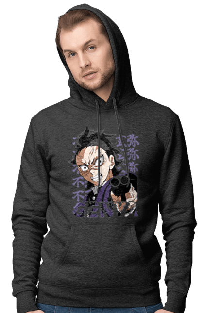 Men's hoodie with prints Demon Slayer Genya Shinazugawa. Anime, demon slayer, genya, genya shinazugawa, kimetsu no yaiba, manga, аниме, истребитель демонов, манга. 2070702