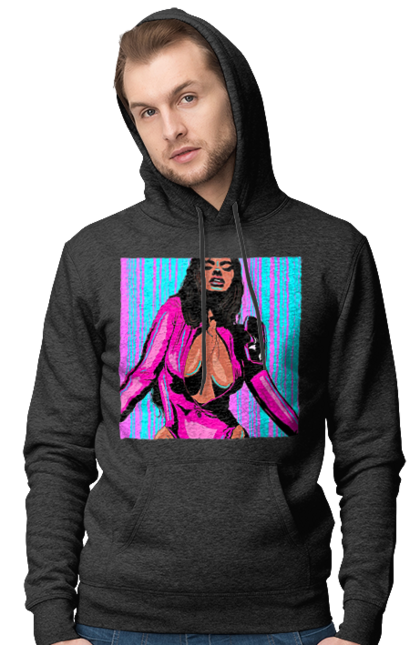 Чоловіче худі з принтом "Дівчина З Глибоким Декольте". Гола, дівчина, сиськи. 2070702