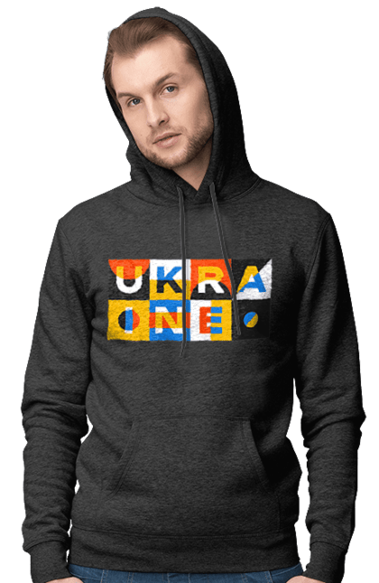 Чоловіче худі з принтом "Україна". Напис україна, символ україни, текст україна, україна. 2070702