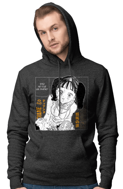 Men's hoodie with prints Seven Deadly Sins Diane. Adventures, anime, comedy, diana, diane, fantasy, manga, seven deadly sins. 2070702