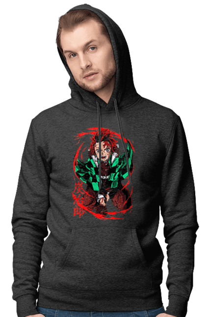 Men's hoodie with prints Demon Slayer Tanjiro. Anime, demon slayer, kamado tanjiro, manga, tanjiro. 2070702