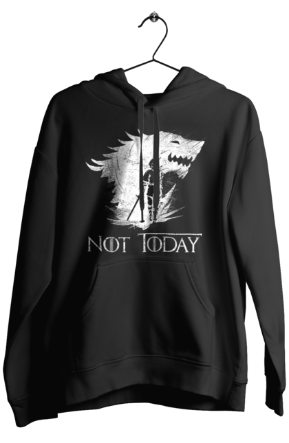 Men's hoodie with prints Game of Thrones Arya. Arya, game, got, not today, stark, starks, thrones, tv show, wolf, wolves. 2070702