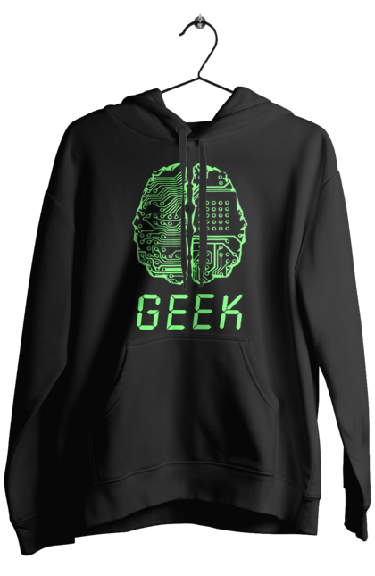 Чоловіче худі з принтом "Гик Мозок Неоновий". Айті, айтішник, гик, друкована плата, зелений, знання, інженер, кібер, кібернетика, кіборг, код, комп, комп’ютерник, кристал, мікросхема, мозок, неон, неоновий, програміст, професіонал, професія, розробник, розум, світиться, світло, чіп. 2070702