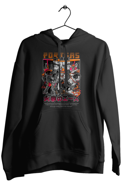 Men's hoodie with prints One Piece Portgas D. Ace. Anime, fire fist, gol d. ace, manga, one piece, portgas d. ace, straw hat pirates. 2070702