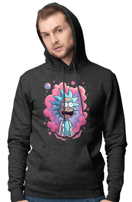 Чоловіче худі з принтом "Рік та Морті". Rick and morty, мультфільм, наукова фантастика, пригоди, рік, рік і морті, трагікомедія, чорний гумор. 2070702