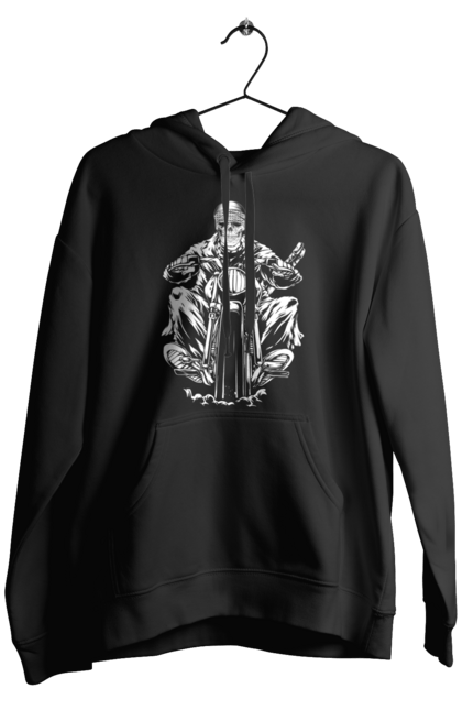 Чоловіче худі з принтом "Череп на мотоциклі". Байкер, мотоцикл, скелет, череп. 2070702