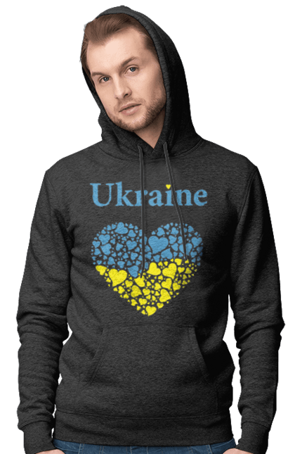 Чоловіче худі з принтом "Ukraine Heart". Прапор, серце, україна. 2070702