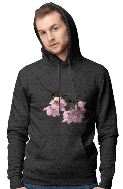 Чоловіче худі з принтом "Вишня цвіте". Весна, вишня, квітка, сакура. CustomPrint.market
