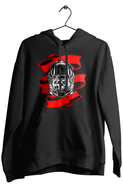 Чоловіче худі з принтом "Череп в мотошоломі". Мото, стрічка, череп, шолом. 2070702