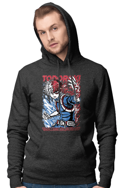 Men's hoodie with prints My Hero Academia Shoto Todoroki. Anime, manga, my hero academia, shoto, shoto todoroki, todoroki, yue academy. 2070702