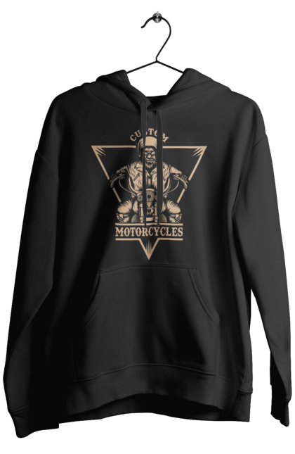Чоловіче худі з принтом "Скелет на мотоциклі". Драйв, мотоцикл, скелет. 2070702