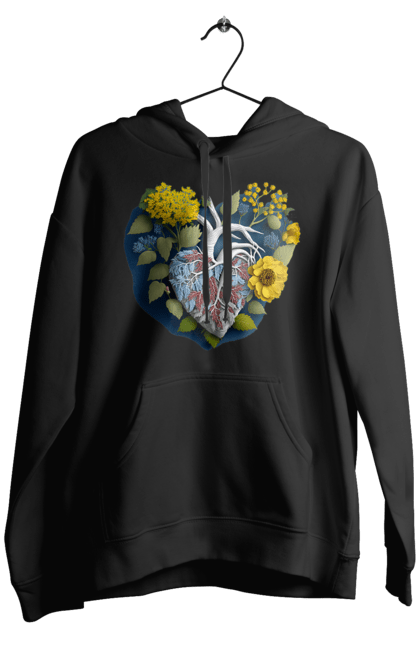 Чоловіче худі з принтом "Серце квіти". Люблю україну, перемога україни, серце, символи україни, соняшник, традиції україни, україна. 2070702