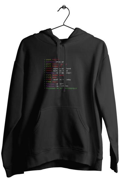 Чоловіче худі з принтом "Життя програміста". Angular, c, css, html, it, javascript, jquery, php, python, react, svelt, vue, айтишник, айті, гумор, код, кодувати, прогер, програміст, програмісти, ти ж, ти ж програміст, тиж програміст. ART принт на футболках
