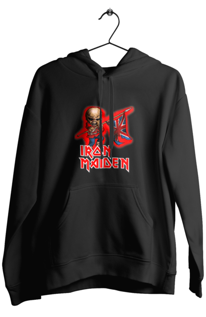 Чоловіче худі з принтом "Залізна діва". Band logo, heavy music, iron maiden, monster, rock band, rock music, важка музика, залізна діва, логотип групи, монстр, рок, рок-гурт. PrintMarket - інтернет-магазин одягу та аксесуарів з принтами плюс конструктор принтів - створи свій унікальний дизайн